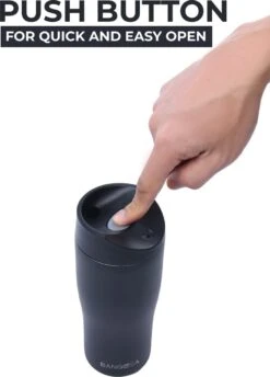 BanGosa® Koffiebeker To Go - Thermosbeker - Reisbeker - Travel Mug - RVS 400ml - Mat Zwart -Keukengerei Verkoop 862x1200 1