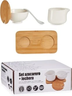 Suiker En Melk Serveren Setje Van Keramiek Met Bamboe 19 Cm -Keukengerei Verkoop 908x1200 1